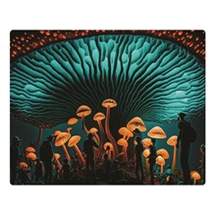 Mushroom Giant Explore 3d One Side Premium Plush Fleece Blanket (large) by Ravend