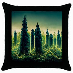 Ai Generated Soil Forest Crisis Nature Throw Pillow Case (black) by Ravend