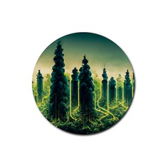 Ai Generated Soil Forest Crisis Nature Rubber Coaster (round) by Ravend