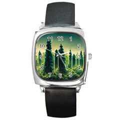 Ai Generated Soil Forest Crisis Nature Square Metal Watch by Ravend