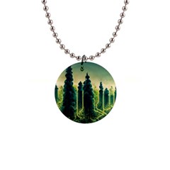 Ai Generated Soil Forest Crisis Nature 1  Button Necklace by Ravend