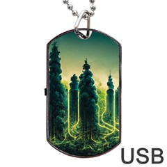 Ai Generated Soil Forest Crisis Nature Dog Tag Usb Flash (two Sides) by Ravend