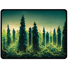 Ai Generated Soil Forest Crisis Nature Fleece Blanket (large) by Ravend