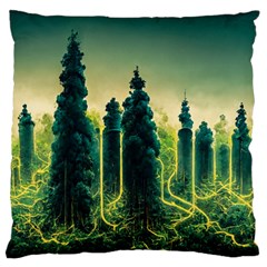 Ai Generated Soil Forest Crisis Nature Large Premium Plush Fleece Cushion Case (one Side) by Ravend