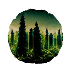 Ai Generated Soil Forest Crisis Nature Standard 15  Premium Flano Round Cushions by Ravend