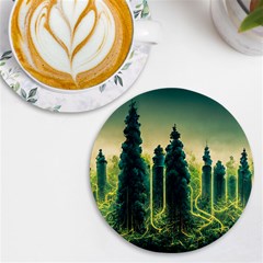 Ai Generated Soil Forest Crisis Nature Uv Print Round Tile Coaster by Ravend