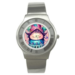 Shroom Magic Conjure Charm Stainless Steel Watch by GardenOfOphir