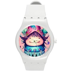 Shroom Magic Conjure Charm Round Plastic Sport Watch (m) by GardenOfOphir