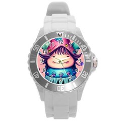 Shroom Magic Conjure Charm Round Plastic Sport Watch (l) by GardenOfOphir