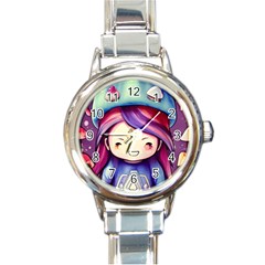 Liberty Cap Sacred Mushroom Charm Round Italian Charm Watch by GardenOfOphir