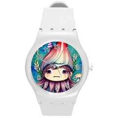 Enchantment Mushrooms Round Plastic Sport Watch (m) by GardenOfOphir