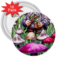 Sacred Mushroom Wizard Glamour 3  Buttons (10 Pack)  by GardenOfOphir