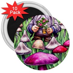 Sacred Mushroom Wizard Glamour 3  Magnets (10 Pack)  by GardenOfOphir