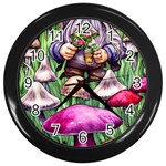 Sacred Mushroom Wizard Glamour Wall Clock (Black) Front