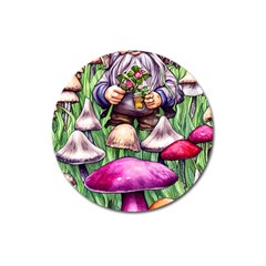 Sacred Mushroom Wizard Glamour Magnet 3  (round) by GardenOfOphir