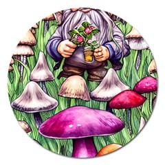 Sacred Mushroom Wizard Glamour Magnet 5  (round) by GardenOfOphir