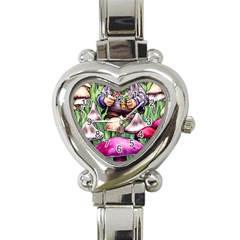 Sacred Mushroom Wizard Glamour Heart Italian Charm Watch by GardenOfOphir