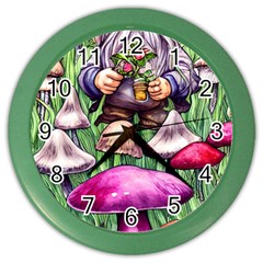 Sacred Mushroom Wizard Glamour Color Wall Clock by GardenOfOphir