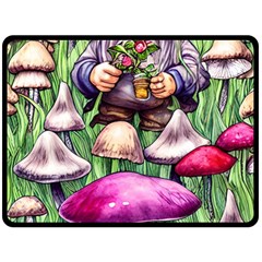 Sacred Mushroom Wizard Glamour One Side Fleece Blanket (large) by GardenOfOphir