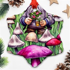 Sacred Mushroom Wizard Glamour Snowflake Ornament (two Sides) by GardenOfOphir