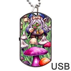 Sacred Mushroom Wizard Glamour Dog Tag Usb Flash (one Side) by GardenOfOphir