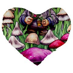 Sacred Mushroom Wizard Glamour Large 19  Premium Heart Shape Cushions by GardenOfOphir