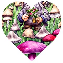 Sacred Mushroom Wizard Glamour Wooden Puzzle Heart by GardenOfOphir