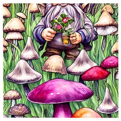 Sacred Mushroom Wizard Glamour Wooden Puzzle Square by GardenOfOphir