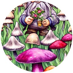 Sacred Mushroom Wizard Glamour Wooden Puzzle Round by GardenOfOphir