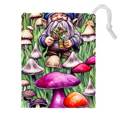 Sacred Mushroom Wizard Glamour Drawstring Pouch (5xl) by GardenOfOphir