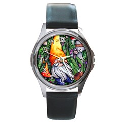 Magic Mushroom Charm Toadstool Glamour Round Metal Watch by GardenOfOphir