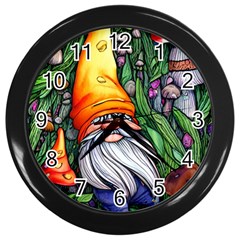 Magic Mushroom Charm Toadstool Glamour Wall Clock (black) by GardenOfOphir