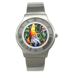 Magic Mushroom Charm Toadstool Glamour Stainless Steel Watch by GardenOfOphir