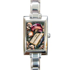 Conjure Mushroom Charm Spell Mojo Rectangle Italian Charm Watch by GardenOfOphir