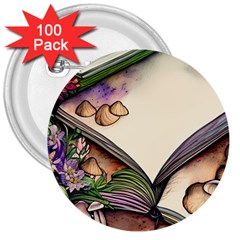 Enchantress Mushroom Charm Gill Wizard 3  Buttons (100 Pack)  by GardenOfOphir