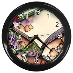 Enchantress Mushroom Charm Gill Wizard Wall Clock (black) by GardenOfOphir