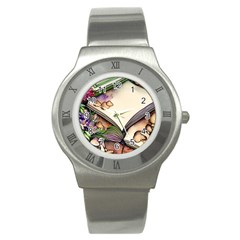 Enchantress Mushroom Charm Gill Wizard Stainless Steel Watch by GardenOfOphir