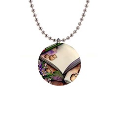 Enchantress Mushroom Charm Gill Wizard 1  Button Necklace by GardenOfOphir