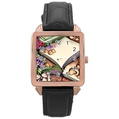 Enchantress Mushroom Charm Gill Wizard Rose Gold Leather Watch  by GardenOfOphir