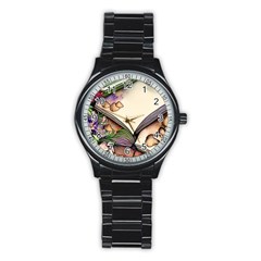 Enchantress Mushroom Charm Gill Wizard Stainless Steel Round Watch by GardenOfOphir