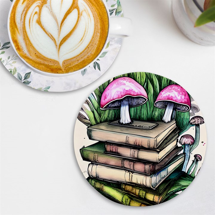 Liberty Cap Magic Mushroom Charm UV Print Round Tile Coaster