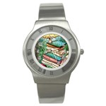 Sacred Mushroom Spell Charm Stainless Steel Watch Front