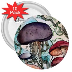 Shroom Magic Mushroom Charm 3  Buttons (10 Pack)  by GardenOfOphir