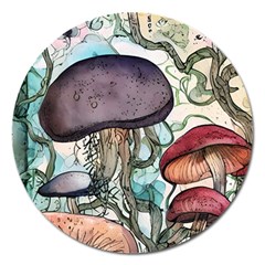 Shroom Magic Mushroom Charm Magnet 5  (round) by GardenOfOphir