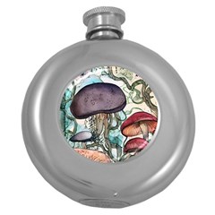 Shroom Magic Mushroom Charm Round Hip Flask (5 Oz) by GardenOfOphir