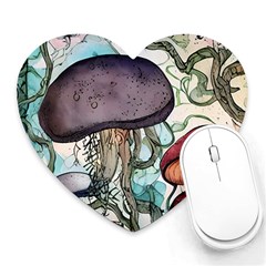 Shroom Magic Mushroom Charm Heart Mousepad by GardenOfOphir