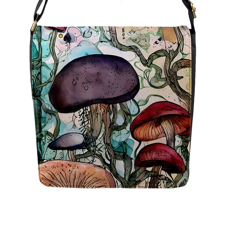 Shroom Magic Mushroom Charm Flap Closure Messenger Bag (L)