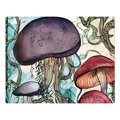 Shroom Magic Mushroom Charm One Side Premium Plush Fleece Blanket (large)