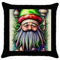 Mushroom Magic Charm Throw Pillow Case (black) by GardenOfOphir