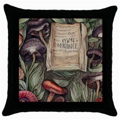 Magic Mushroom Conjure Charm Throw Pillow Case (black) by GardenOfOphir